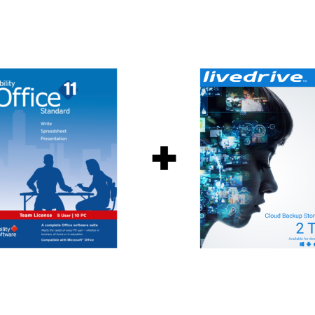 Ability Office Standard 5 PCs + Livedrive Cloud Backup Storage 2TB 10 Devices