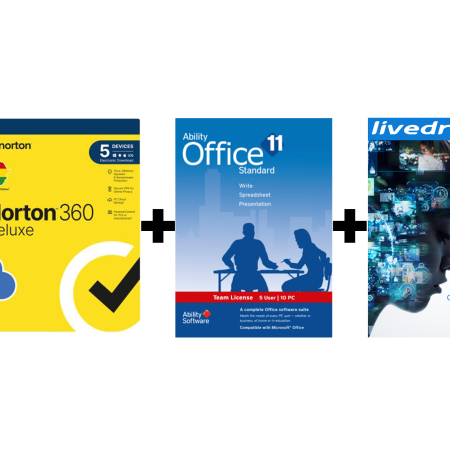 Ability Office Standard: 1 User 5 PCs + Norton 360 Deluxe 5 Devices + Livedrive Cloud Backup Storage 2TB 10 Devices